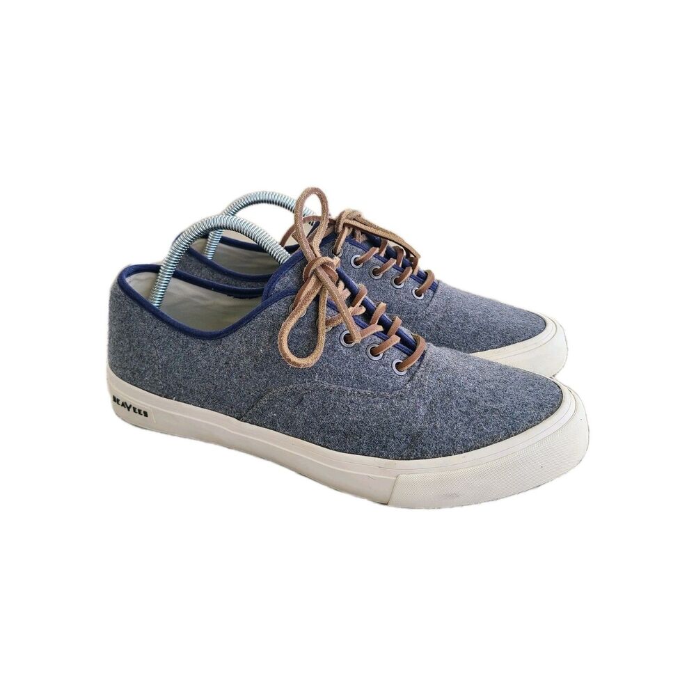 SeaVees Legend Sneaker Letterman Heather Gray Wool Flannel Mens 11 Leather Lace
